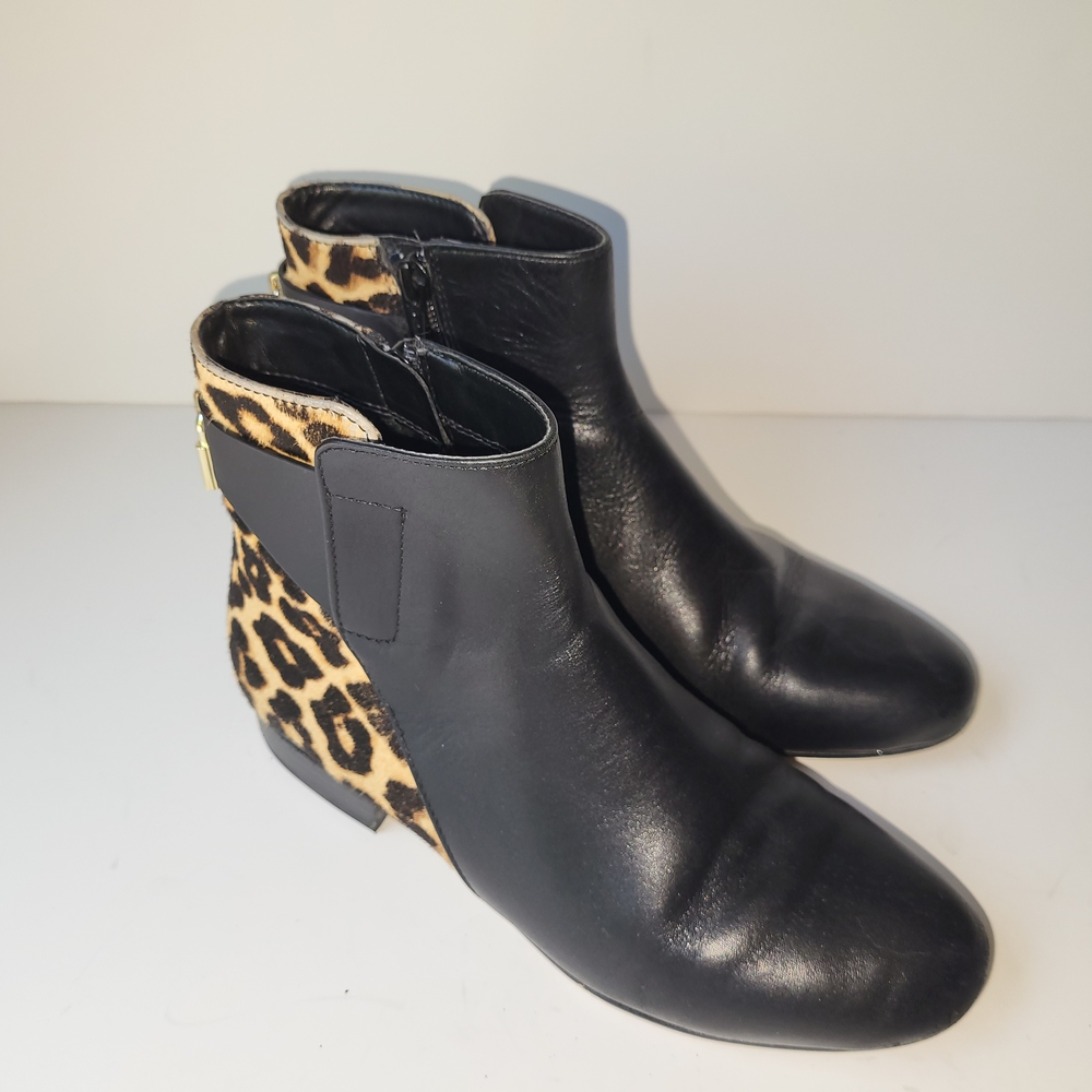 Michael Kors Black and Leopard Ankle Boots